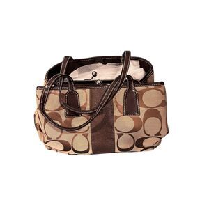 Coach Tote Bag Beige Brown Signature F17424 bag/handbag